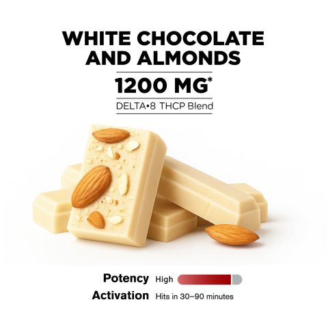 1,200mg White Chocolate & Almonds Bar - Delta 8 - Chill Plus - Thumbnail 4