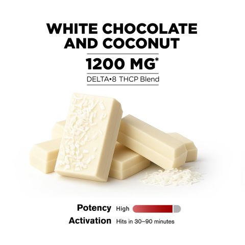 1,200mg White Chocolate & Coconut Flakes Bar - Delta 8 - Chill Plus - Thumbnail 4