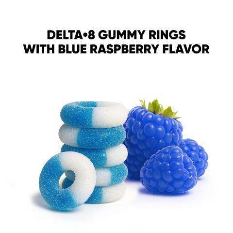 100mg Delta 8 Gummies - Sour Blue Raspberry Rings - Chill Extreme - Thumbnail 5