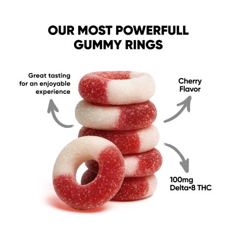 100mg Delta 8 Gummies - Sour Cherry Rings - Chill Extreme - Thumbnail 2