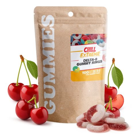 100mg Delta 8 Gummies - Sour Cherry Rings - Chill Extreme - Thumbnail 3
