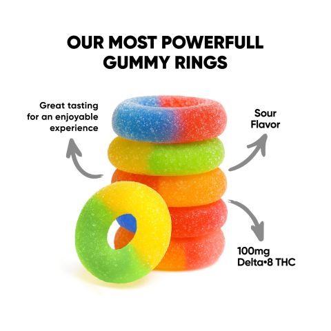 100mg Delta 8 Gummies – Assorted Sour Mix Rings – Chill Extreme - Thumbnail 2