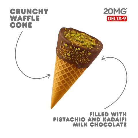 20mg Pistachio & Kadaifi + Milk Chocolate Waffle Cones - Delta 9 - Chill Plus - Thumbnail 4