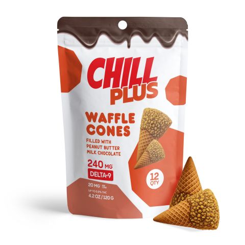 20mg Peanut Butter + Milk Chocolate Waffle Cones - Delta 9 - Chill Plus - Thumbnail 2