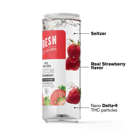 100mg Strawberry THC Seltzer - D9 Nano - Fresh - Thumbnail 3