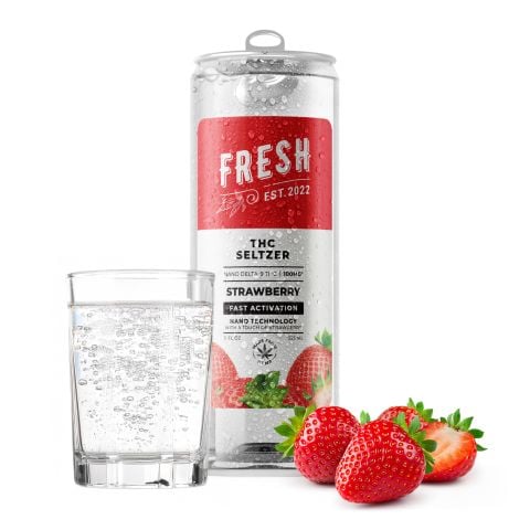 100mg Strawberry THC Seltzer - D9 Nano - Fresh - Thumbnail 2