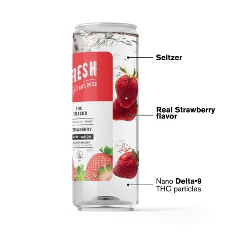 100mg Strawberry THC Seltzer - D9 Nano - Fresh - Thumbnail 3