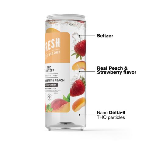 100mg Strawberry & Peach THC Seltzer - D9 Nano - Fresh - Thumbnail 2