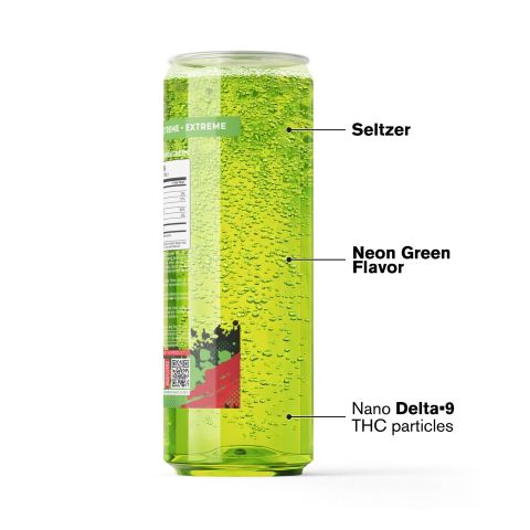 200mg Neon Green THC Seltzer - D9 Nano - Fresh - Thumbnail 3