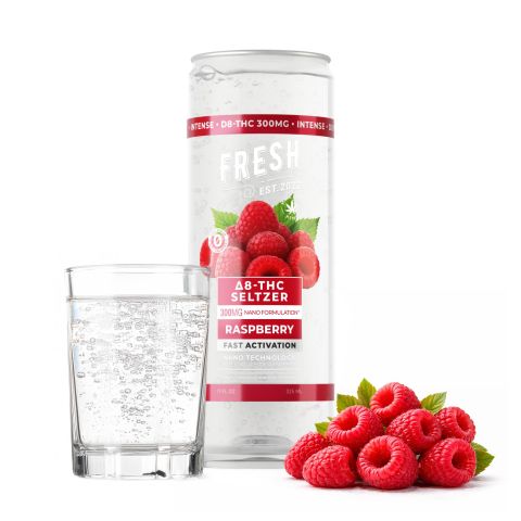 300mg Raspberry THC Seltzer - D8 Nano - Fresh - Thumbnail 2