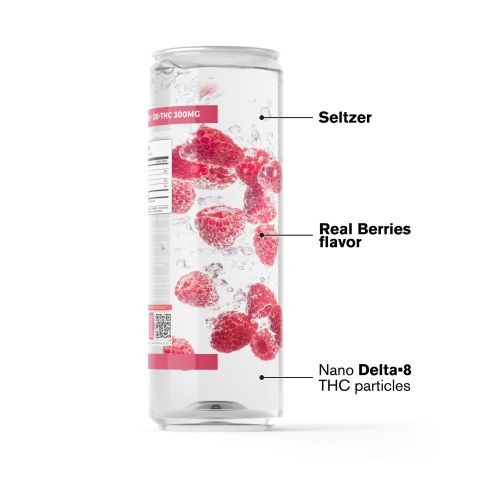 300mg Raspberry THC Seltzer - D8 Nano - Fresh - Thumbnail 3