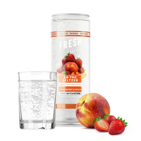 300mg Strawberry & Peach THC Seltzer - D8 Nano - Fresh - Thumbnail 2