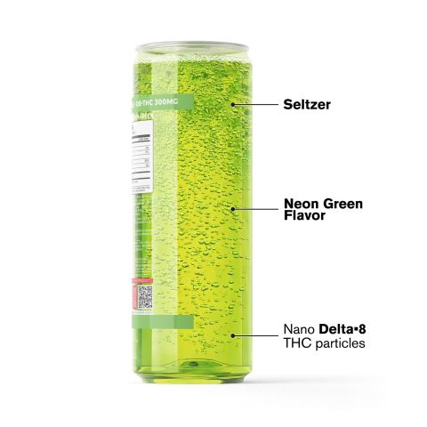 300mg Neon Green THC Seltzer - D8 & D9 Nano - Fresh - Thumbnail 3