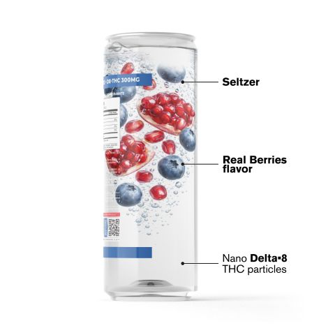 300mg Blueberry & Pomegranate THC Seltzer - D8 Nano - Fresh - Thumbnail 3
