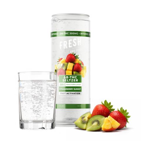 300mg Strawberry Sunset THC Seltzer - D8 & D9 Nano - Fresh - Thumbnail 2