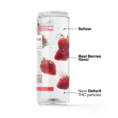 300mg Strawberry THC Seltzer - D8 Nano - Fresh - Thumbnail 3