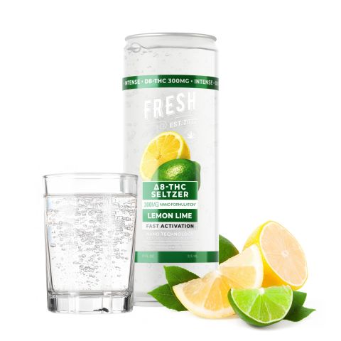 300mg Lemon Lime THC Seltzer - D8 & D9 Nano - Fresh - Thumbnail 2