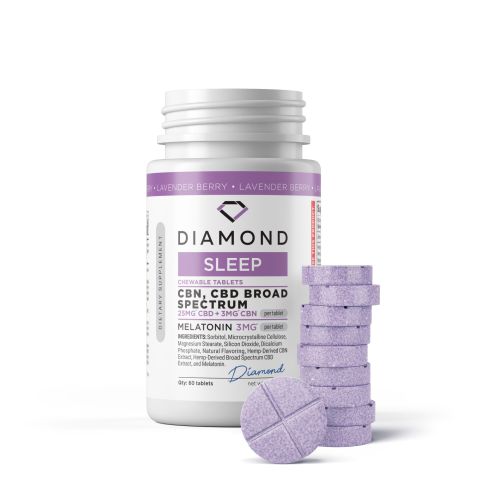 1,680mg Broad Spectrum CBD, CBN, Melatonin Tablets - Lavender Berry - Diamond CBD - Thumbnail 2