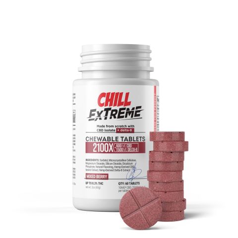 35mg D8 & CBD Isolate Tablets - Mixed Berry - Chill Extreme - 60ct - Thumbnail 2