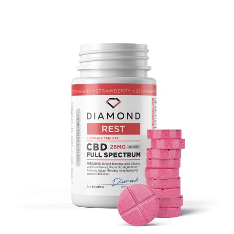 1,500mg Full Spectrum CBD Tablets - Strawberry - Diamond CBD - Thumbnail 2