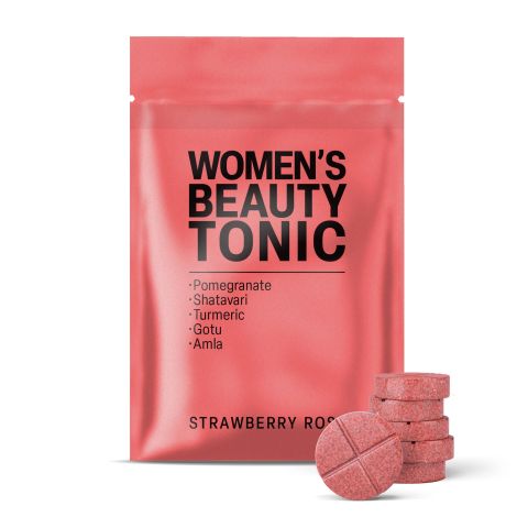 500mg Women's Beauty Tonic Tablets - Strawberry Rose - Mood Tablets - Thumbnail 2