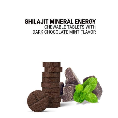 500mg Shilajit Mineral Energy Tablets - Dark Chocolate Mint - Mood Tablets - Thumbnail 4