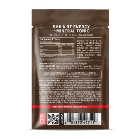 500mg Shilajit Mineral Energy Tablets - Dark Chocolate Mint - Mood Tablets - Thumbnail 8