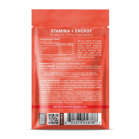 500mg Stamina + Energy Tablets - Citrus Pomegranate - Mood Tablets - Thumbnail 8
