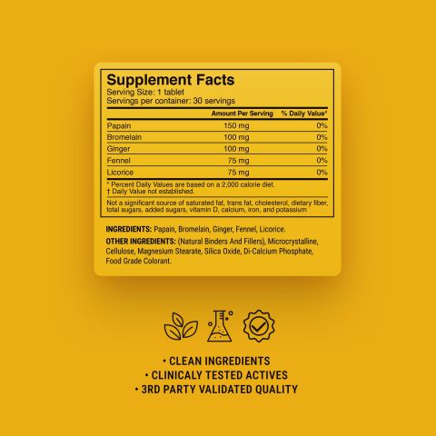 500mg Digestive Enzyme Tablets - Pineapple Papaya - Mood Tablets - Thumbnail 9