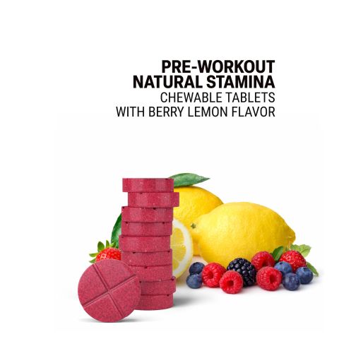 500mg Pre-Workout Natural Stamina Tablets - Berry Lemon - Mood Tablets - Thumbnail 4