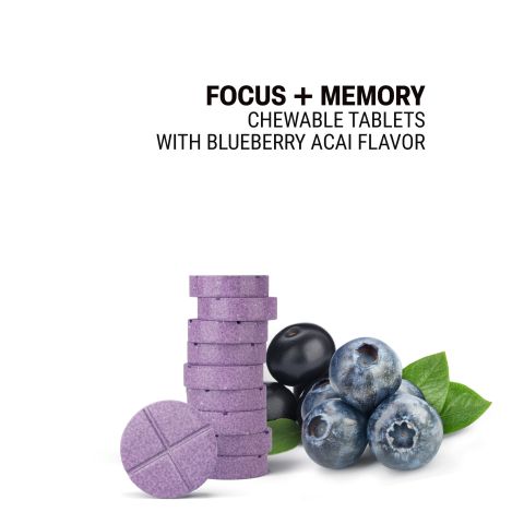 500mg Focus + Memory Tablets - Blueberry Acai - Mood Tablets - Thumbnail 4