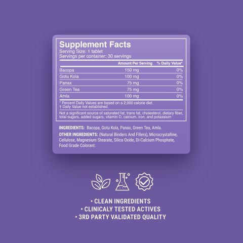 500mg Focus + Memory Tablets - Blueberry Acai - Mood Tablets - Thumbnail 9