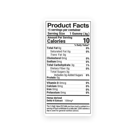 100mg Delta 8 Gummies - Peach Sour Rings - Fresh - Thumbnail 11