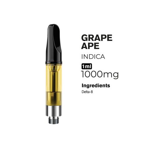 1000mg D8 Vape Cart - Grape Ape - Indica - 1ml - 10X - Thumbnail 2