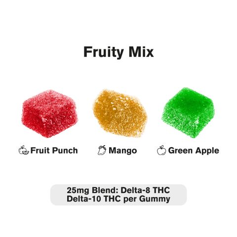 25mg D10, D8 Gummies - Fruity Mix - Hyper - Thumbnail 4