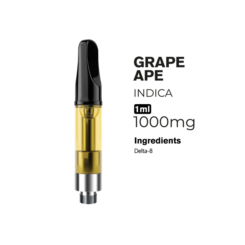 1000mg D8 Vape Cart - Grape Ape - Indica - 1ml - Chill Plus
