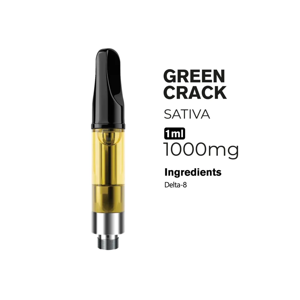 1000mg D8 Vape Cart - Green Crack - Sativa - 1ml - 10X