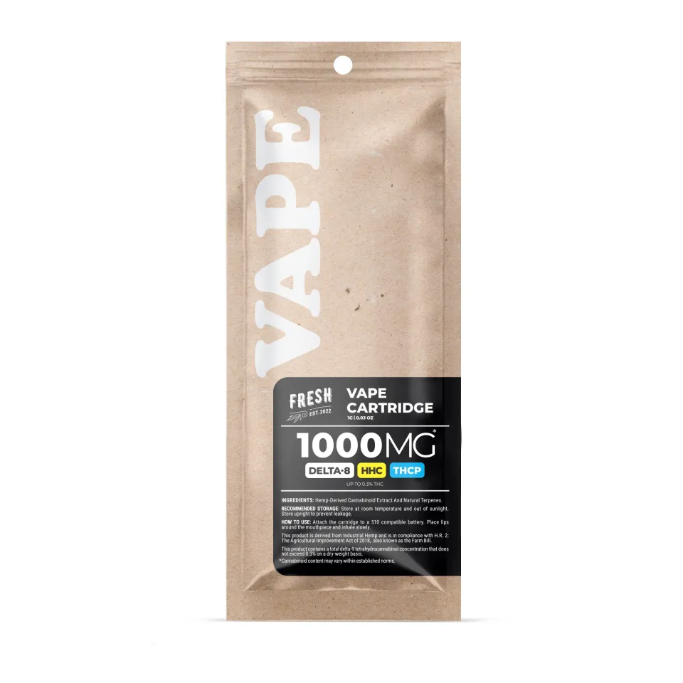 1000mg THCP, D8, HHC Vape Cart - Grand Daddy Purp - Indica