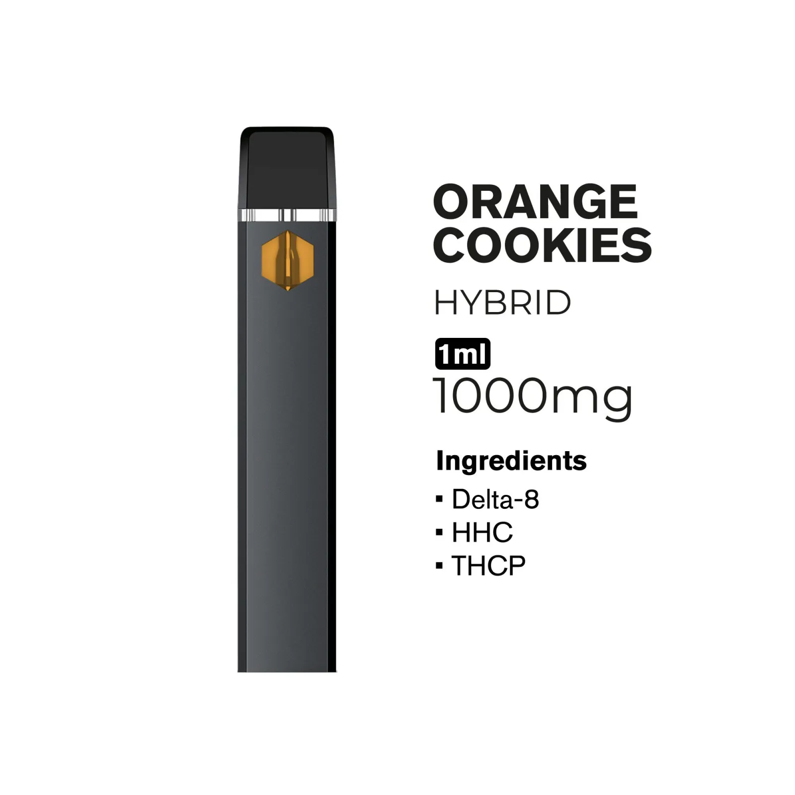 1000mg THCP, D8, HHC Vape Pen - Orange Cookies - Hybrid - 1ml