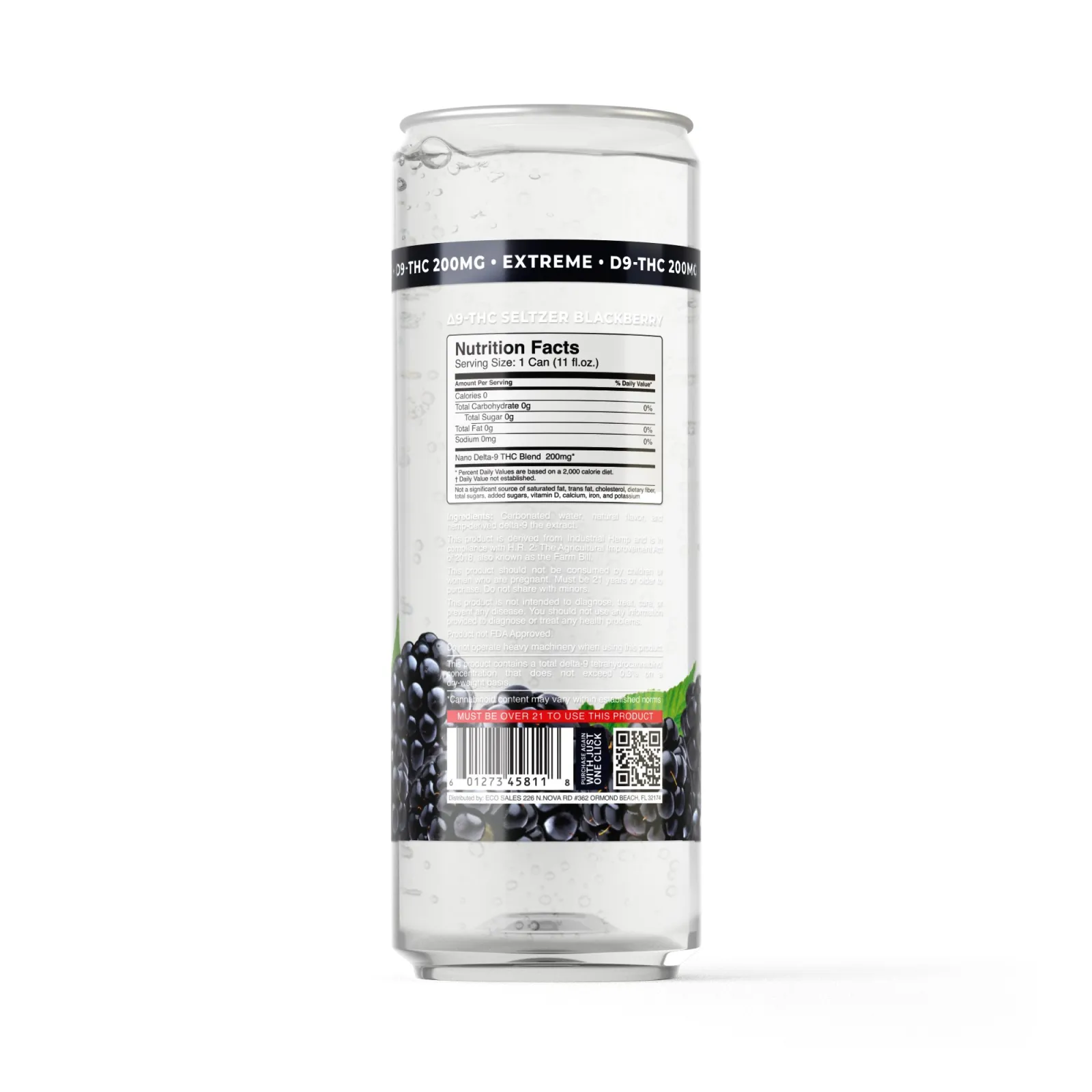 200mg Blackberry THC Seltzer - D9 Nano - Fresh