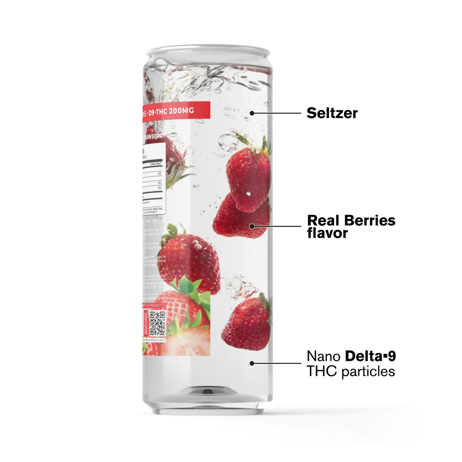 200mg Strawberry THC Seltzer - D9 Nano - Fresh