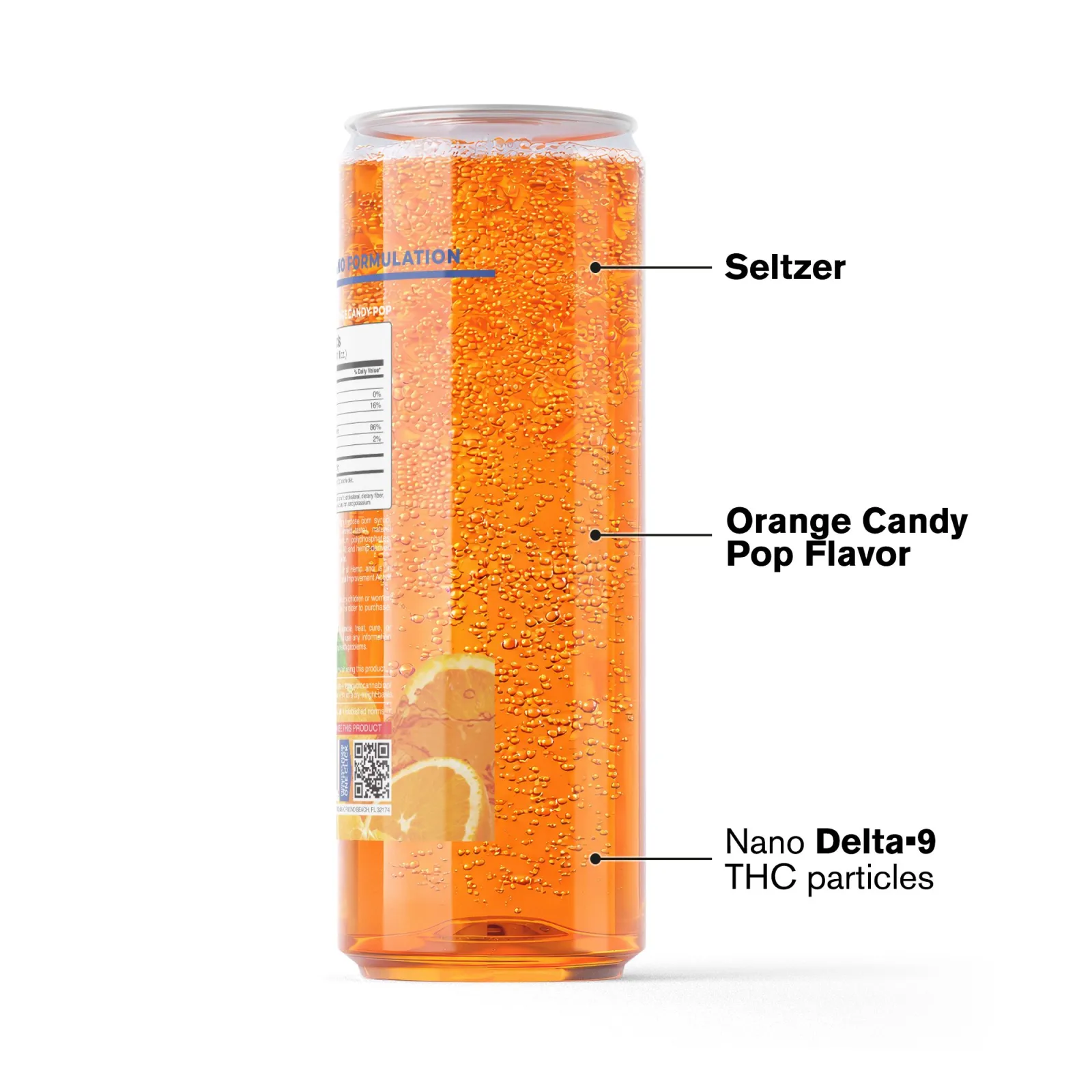 100mg Orange Candy Pop THC Seltzer - D9 Nano - Fresh