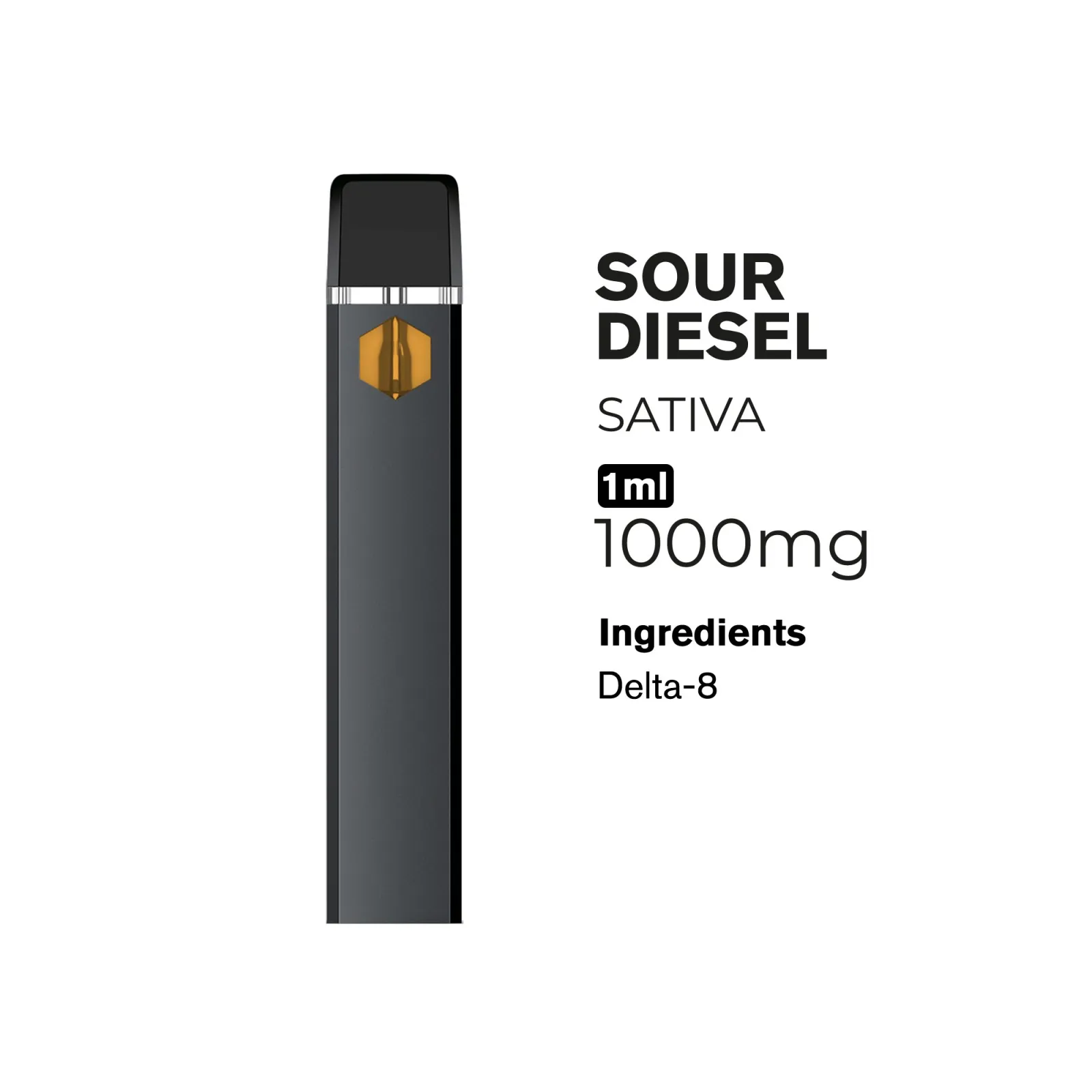 1000mg D8 Vape Pen - Sour Diesel - Sativa - 1ml