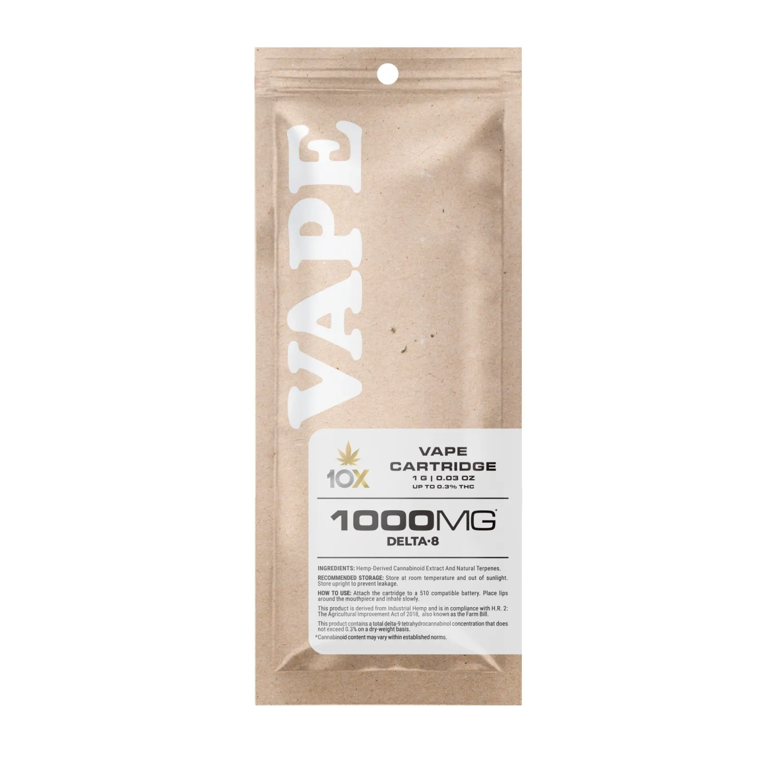 1000mg D8 Vape Cart - Pineapple Express - Hybrid - 1ml - 10X