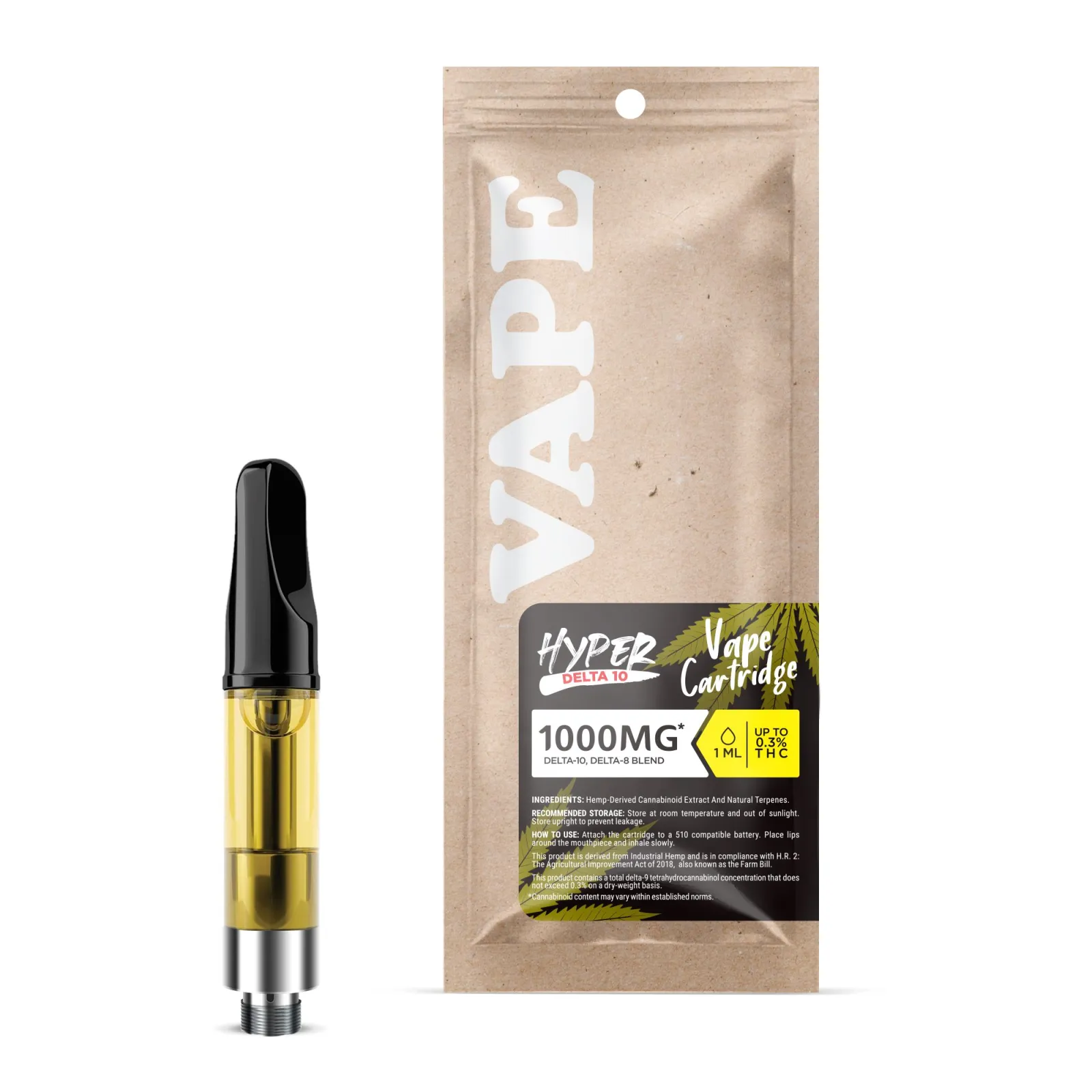 1000mg D10, D8 Vape Cart - Blue Dream - Sativa - 1ml - Hyper