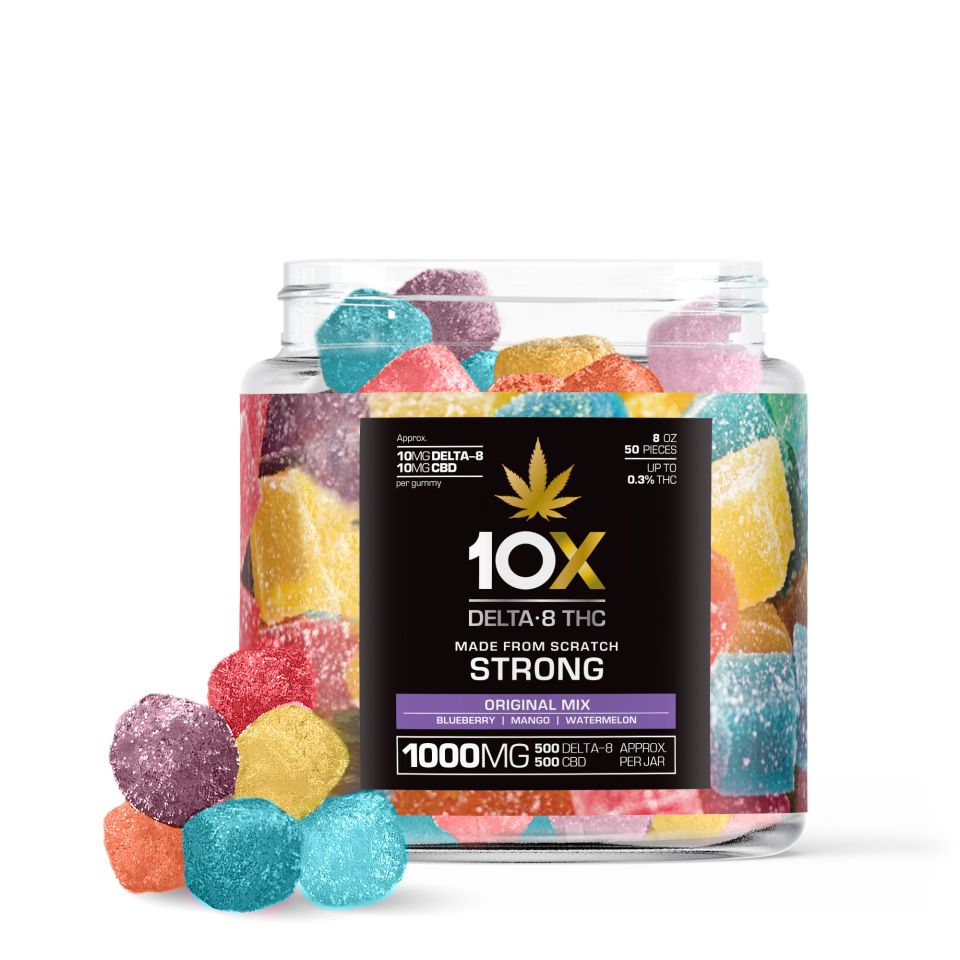10X Delta8 THC Strong Gummies Original Mix 1000MG