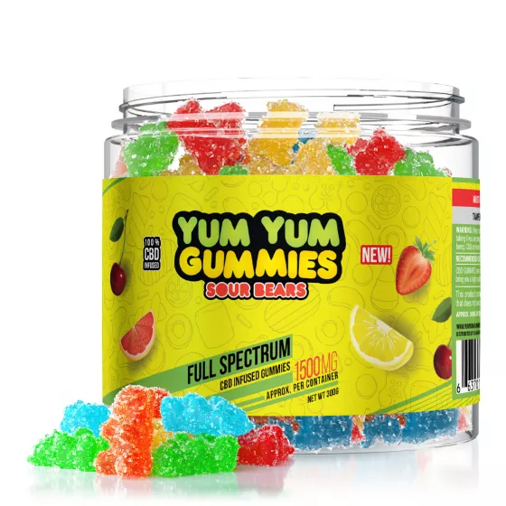 Yum Yum Gummies Cbd Full Spectrum Sour Bears 1500mg Cbd Edibles