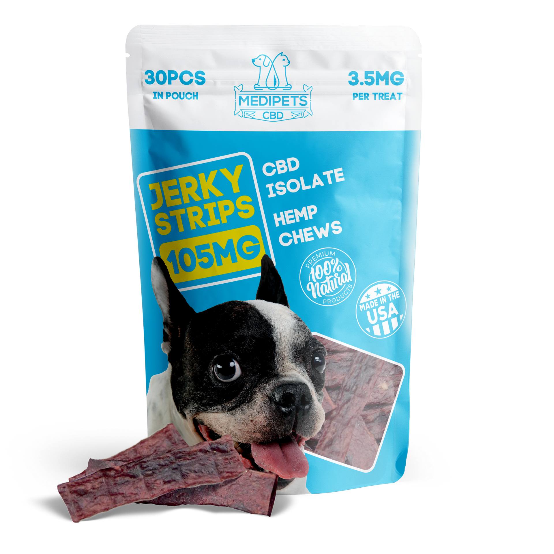 105mg CBD Pet Treats For Dogs - Jerky Strips - MediPets