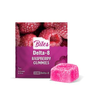 25mg Delta 8 Gummies - Raspberry - Bites