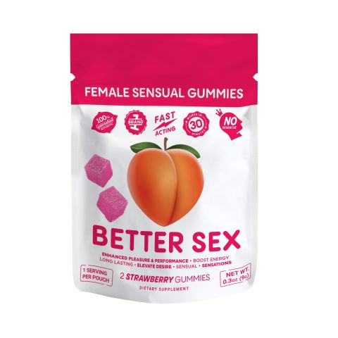 250mg Female Sensual Gummy Pouch - Botanical Blend - Strawberry - Better Sex - Thumbnail 2